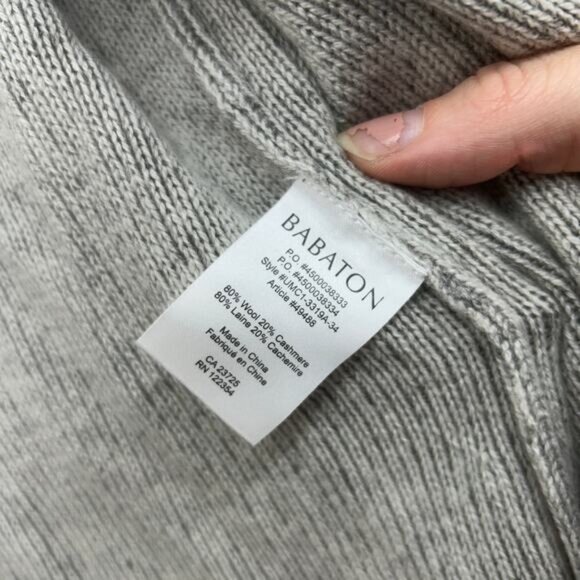 Aritzia Babaton Gray Wool Cashmere Open Front Knit Cardigan Sweater Small Cozy - Picture 7 of 7